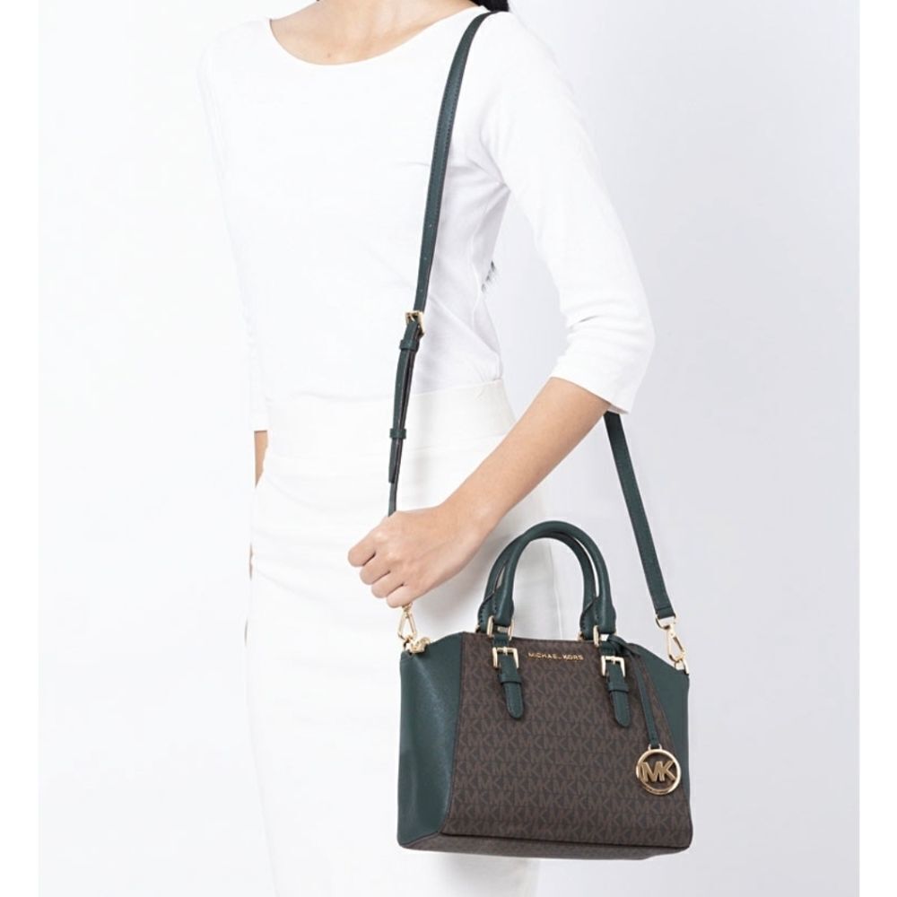 Michael Kors Women's Green Medium CIARA Messenger Top Zip Satchel Crossb… - Picture 2 of 16